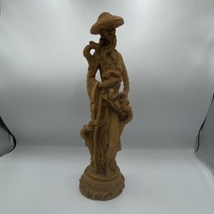 Vintage Chinese Oriental Bird Keeper Figurine Resin Statue Man w/ Birds & Pipe